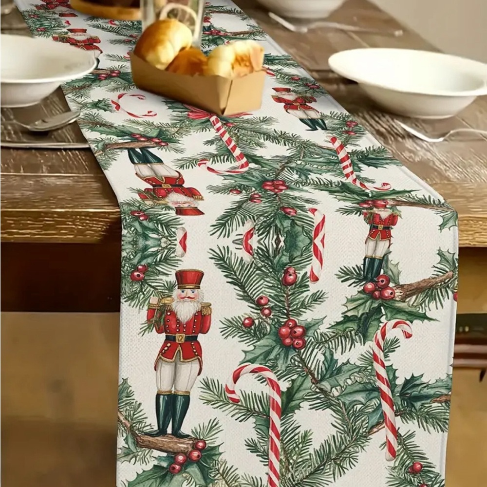 Vintage look Christmas nutcracker Santa Table Runner 13X72  Holiday Decor candy